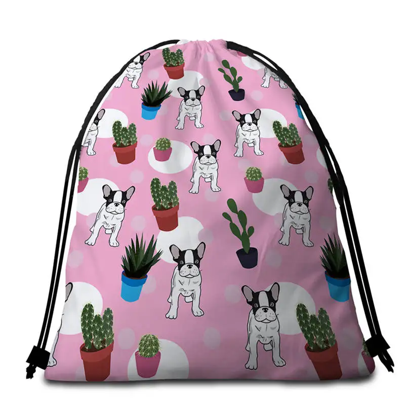 010 Bag Постельное белье Outlet бульдог микрофибра полотенце мультфильм собака розовый горошек пляжное полотенце s Малыш щенок Мопс коврик для пикника ботанический кактус пляжный коврик - Цвет: 010 Bag