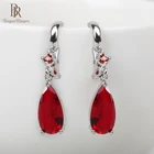 Серьги-капельки женские из серебра 925 пробы с цирконом