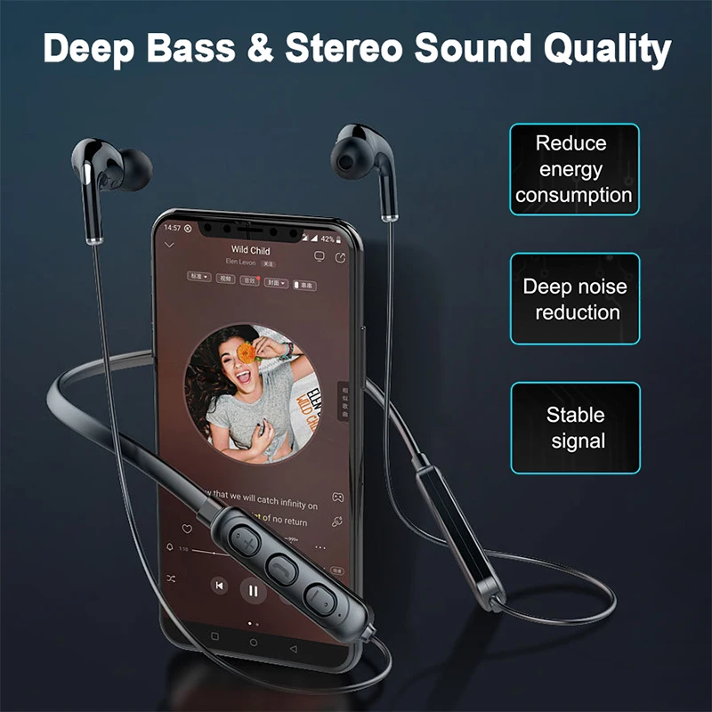 Спортивные Bluetooth-наушники с шейным ободом беспроводные наушники микрофоном