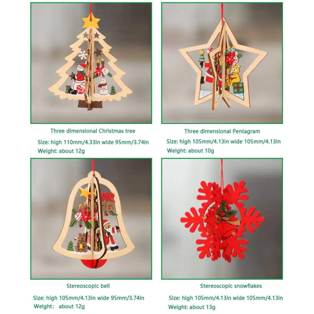 Деревянный Рождественский полый кулон рождественские украшения Рождественская