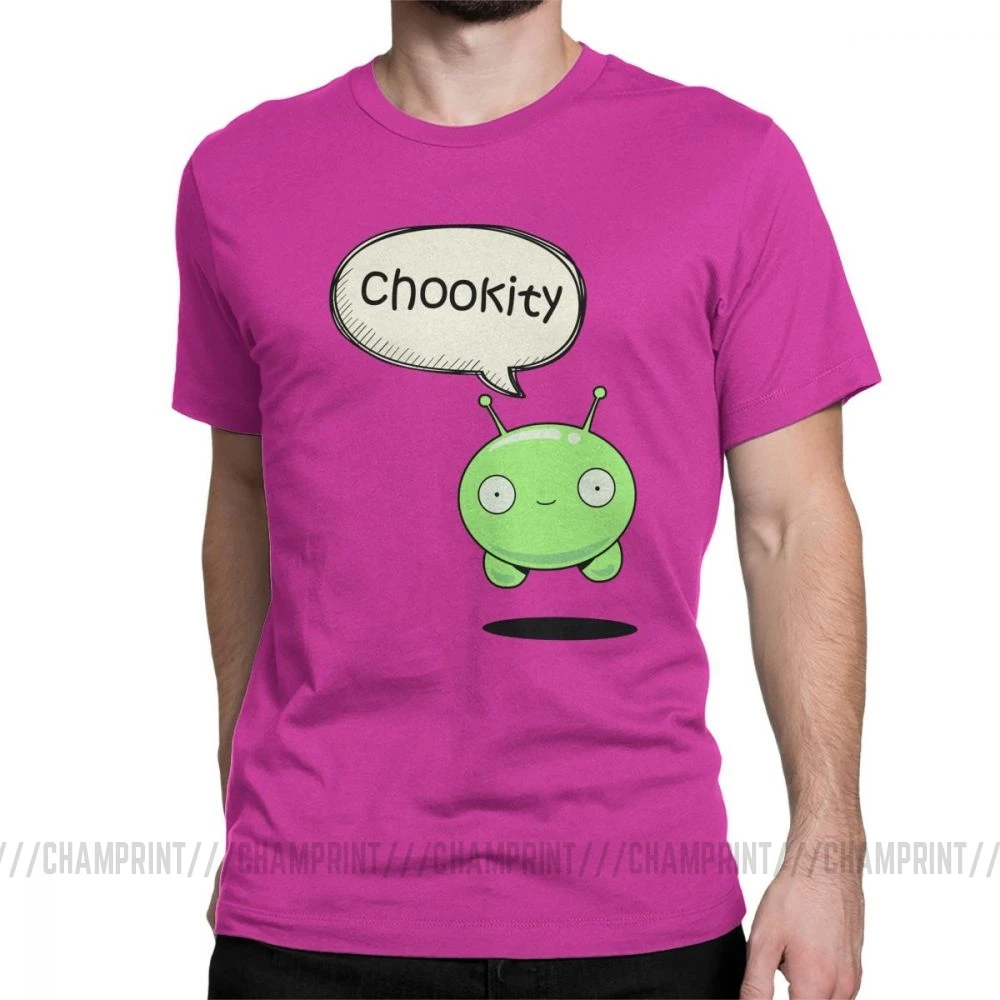 Мужская футболка Chookity Mooncake, Moon Cake Final Space Crazy, топы с круглым вырезом и коротким рукавом, чистый хлопок, футболка с принтом, футболка размера плюс - Цвет: Фуксия