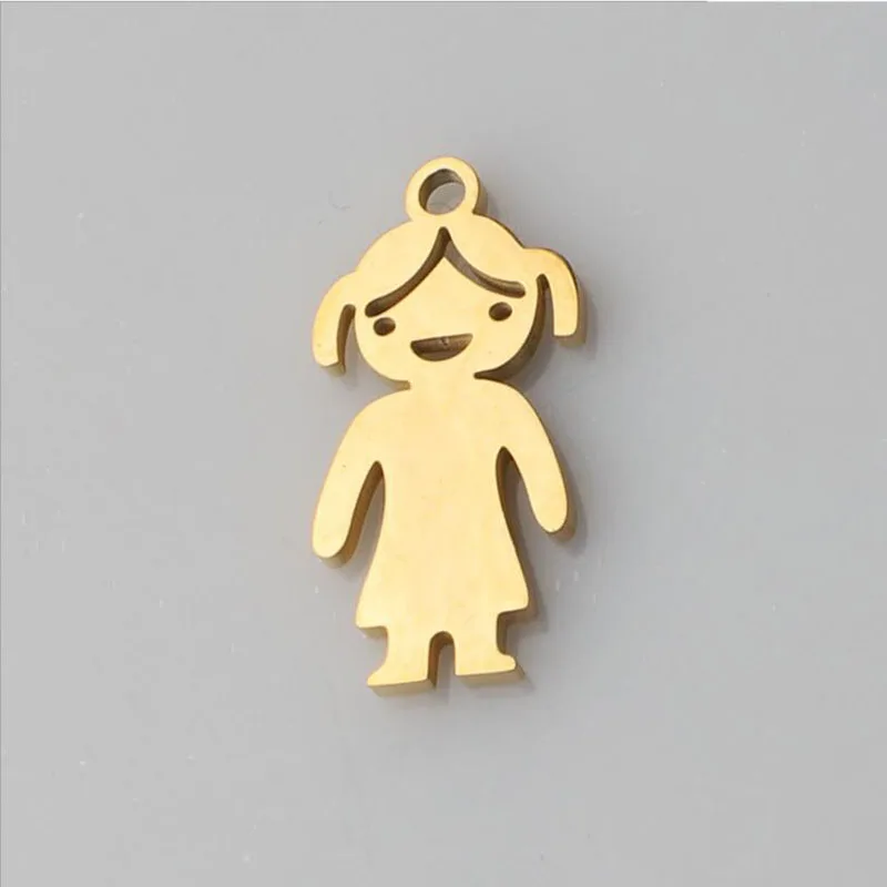 girl charm 10 шт./лот нержавеющая сталь Зеркальная полировка золотой цвет мальчик и подвески для девушки пара кулон для самостоятельного изготовления ювелирных изделий Аксессуары - Окраска металла: girl charm