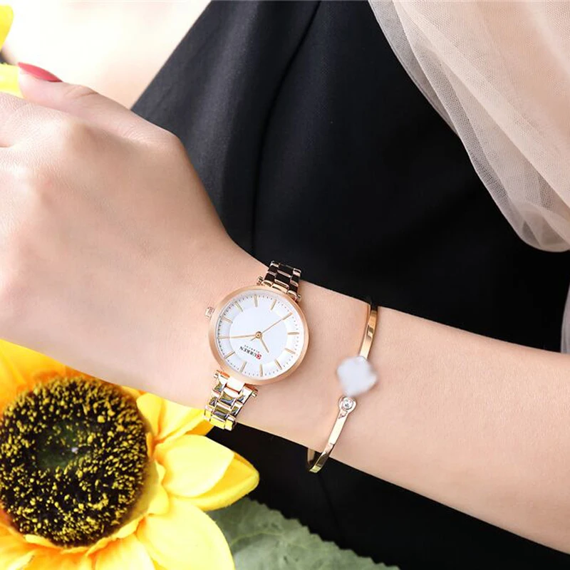 

Luxury Brand Minimalist Quartz Watches Women Rose Gold Bracelet Watch Casual Slim Clock for Ladies Wristwatch with Steel