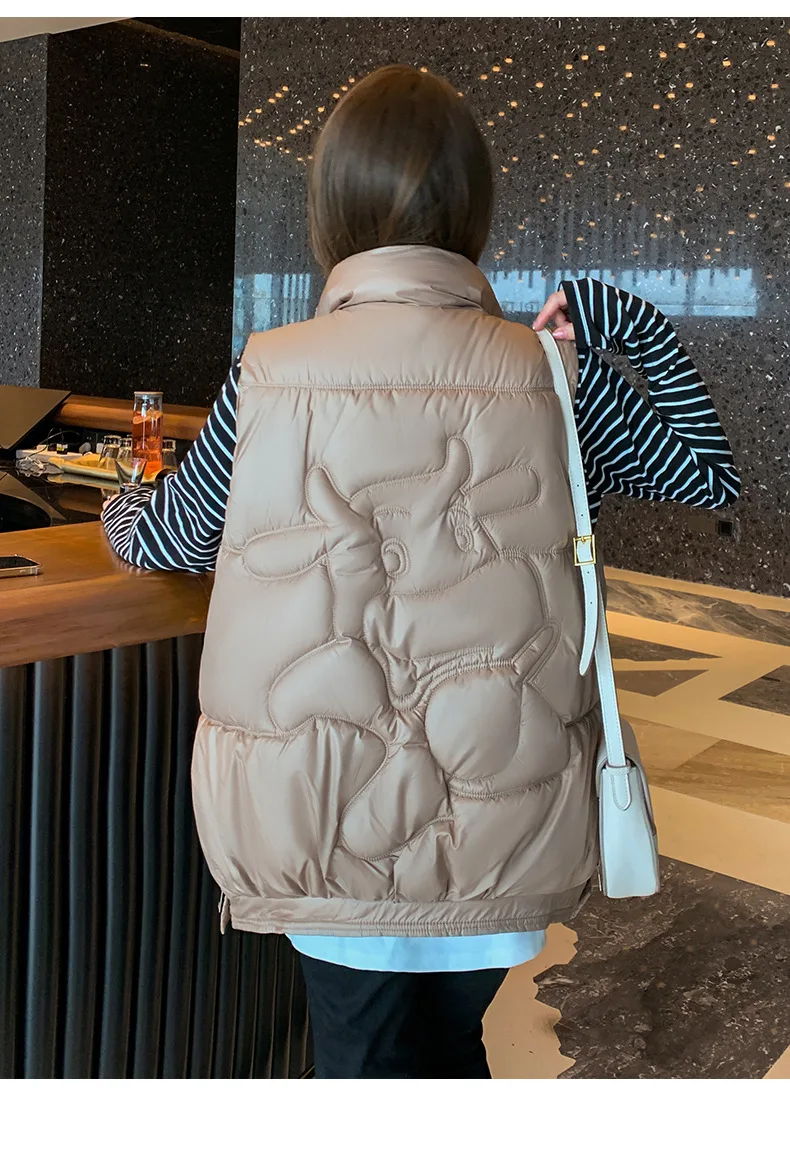 

Women's vest women's autumn and winter 2021 new short stand collar fashion warm women's slim plus size cotton vest