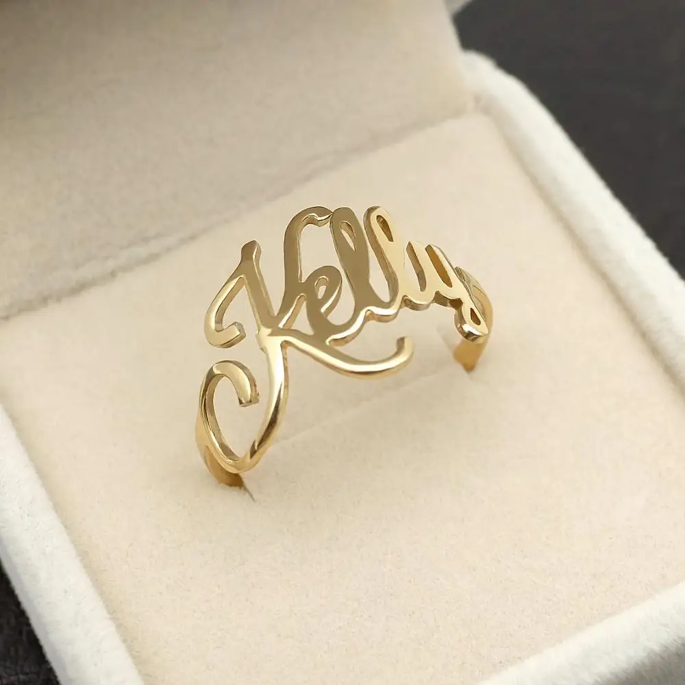 

Personalized Name Ring For Women Custom Letters Ring Dainty Name Ring Mother Gift Jewelry Gift For Her Baby Girl Ring With Box
