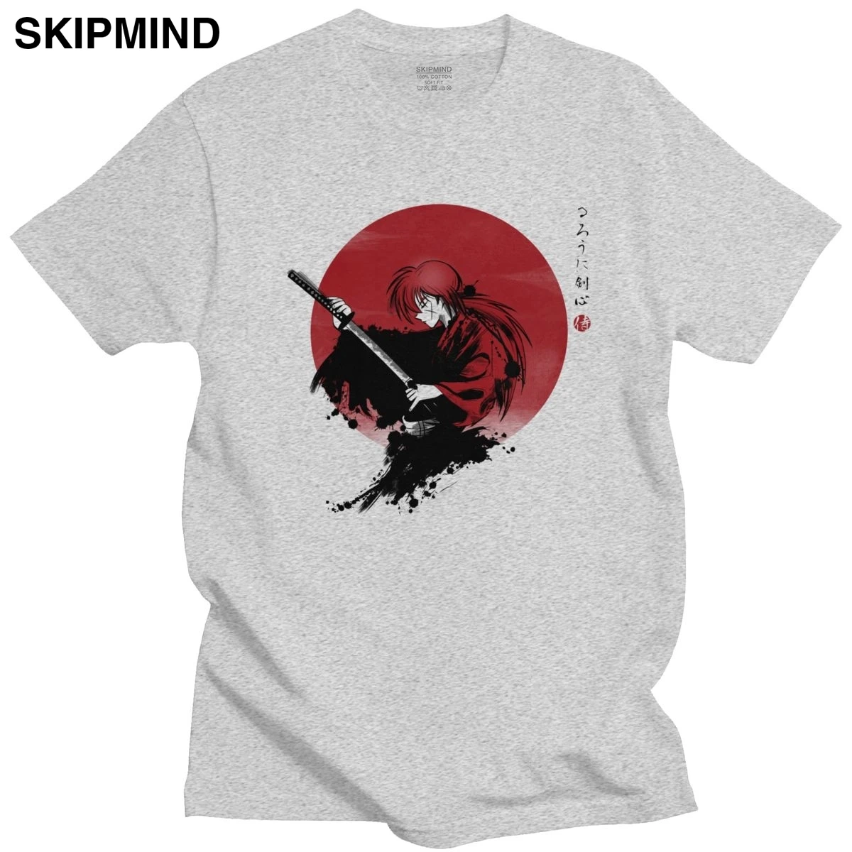 Футболки Rurouni Kenshin мужские футболки с коротким рукавом для отдыха Аниме Манга