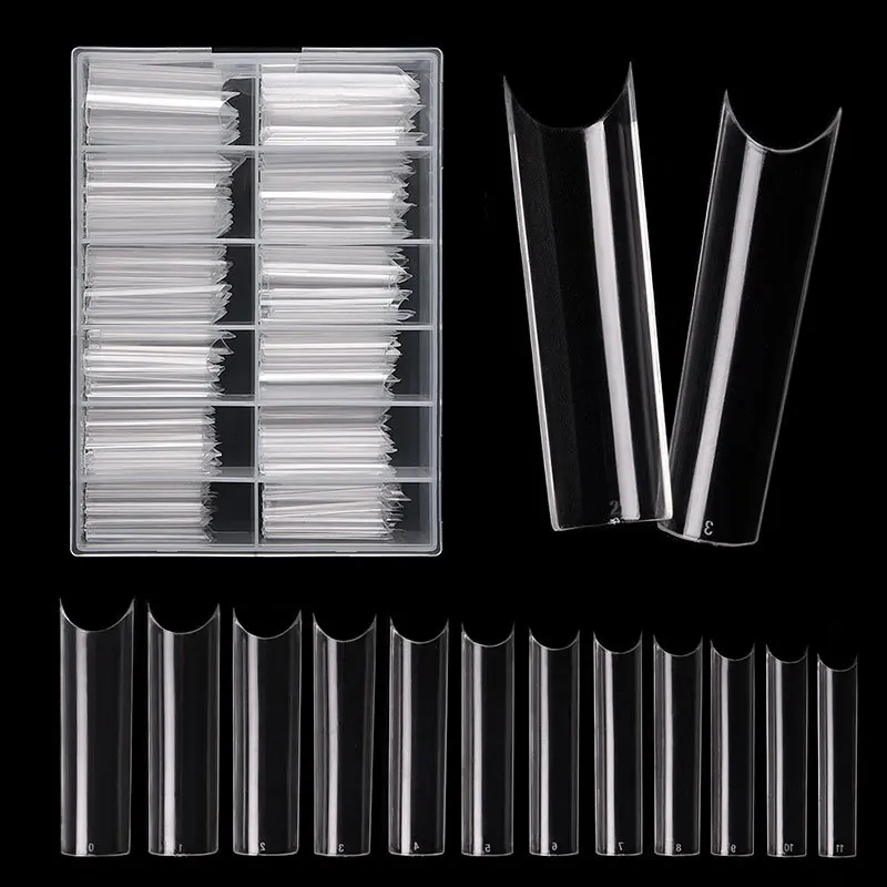2 Box (240PCS/BOX) XXL False Nails Tips Extra Long Square Straight Artificial Acrylic C Curve Coffin Fake Nails Manicure