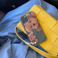 korean ins cute teddy bear phone case for apple iphone 12 11 pro maxxs max xr 6 7 8 plus 12 mini 7plus case clear silicone cover