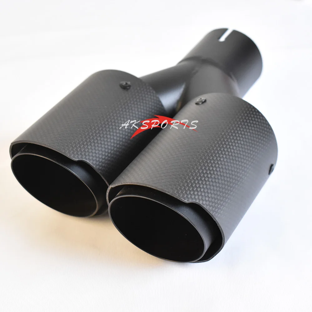 

1 PC Y Style Matt Black Model Dual Left Side Carbon Fiber Stainless Steel Universal Auto Exhaust Tip Double Muffler Tip