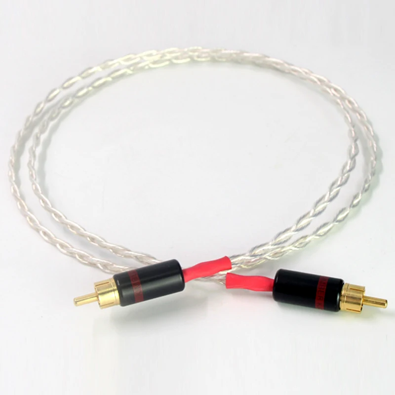 Пара посеребренных кабелей RCA OCC аудио кабель для соединения с позолоченным