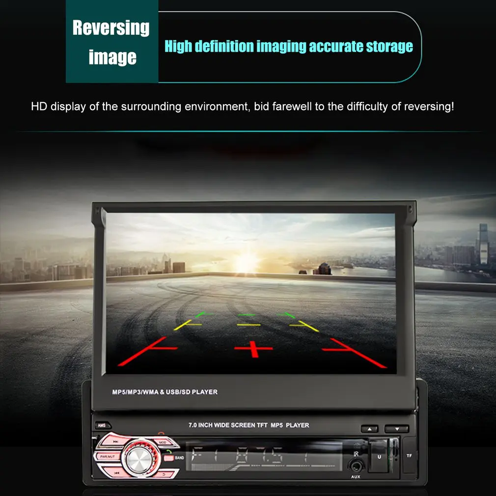 

Wireless MP5 Car Radio Automatic Retractable Touch Screen Car Stereo With Infrared Remote Support TF Card