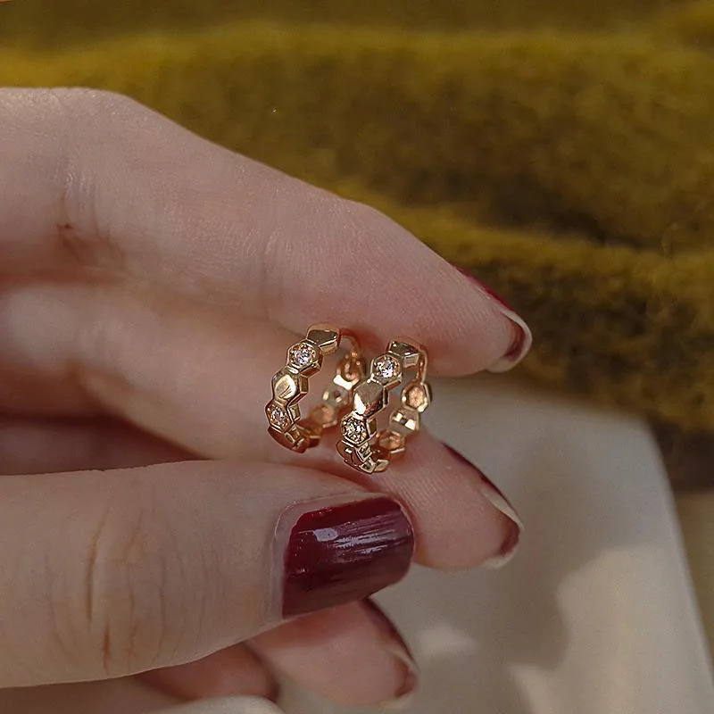 

Silvology Real 925 Sterling Silver Honeycomb Hoop Earrings for Women Round Champagne Gold Luxury Unique Earrings Simple Jewelry