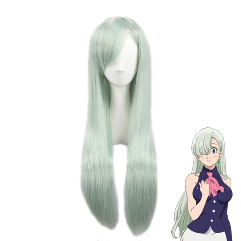 Anime The Seven Deadly Sins Cosplay Wigs Elizabeth Liones Wig Long Green Straight Women Synthetic Hair Cosplay Wig + Wig Cap