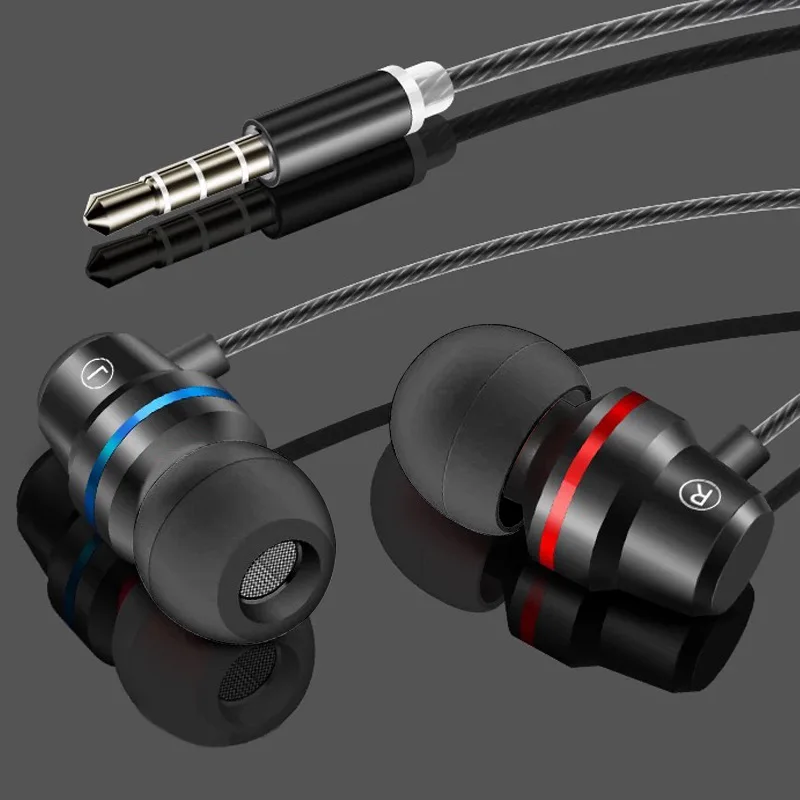 Металлическая гарнитура наушники вкладыши с басами и микрофоном регулировка