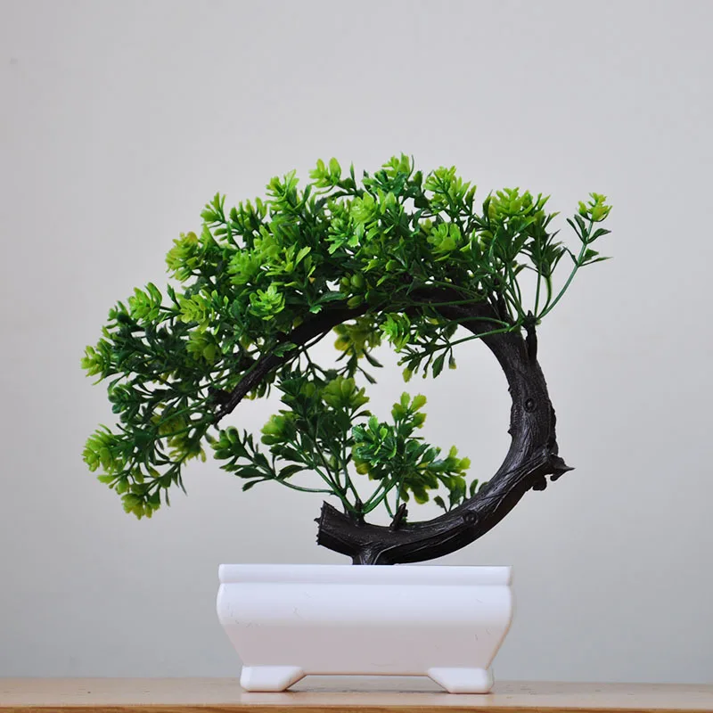 Искусственный цветок из сосны бонсай искусственный зеленый горшок растения мох