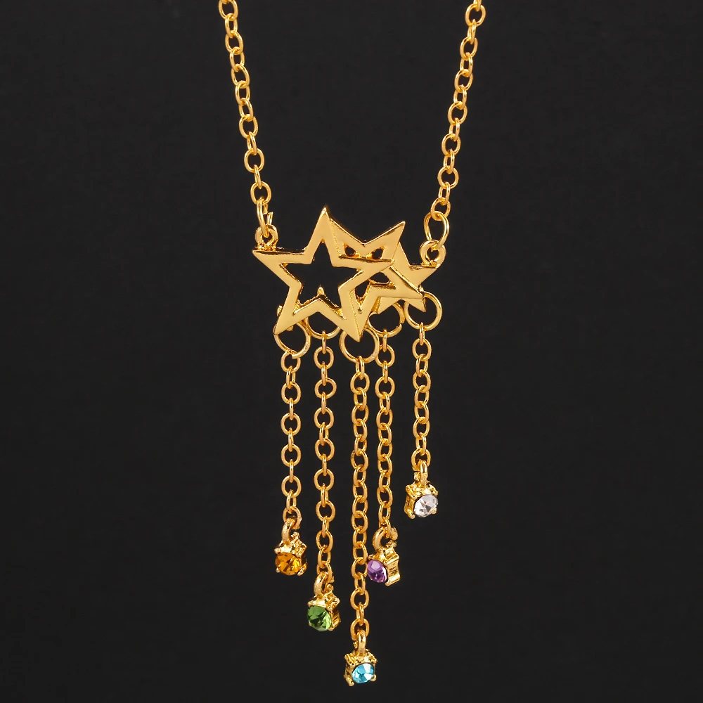 Цепочка Стразы с подвеской в виде пятиконечной звезды кристаллами | Украшения и