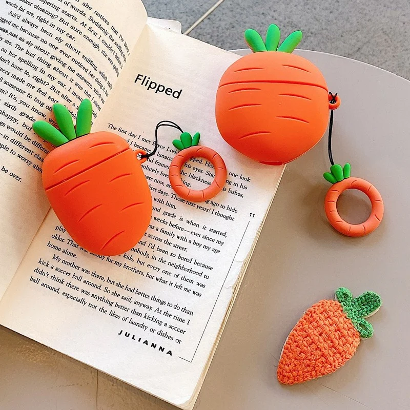 Силиконовый чехол для наушников Airpods pro с 3D рисунком моркови защитный apple Air pods