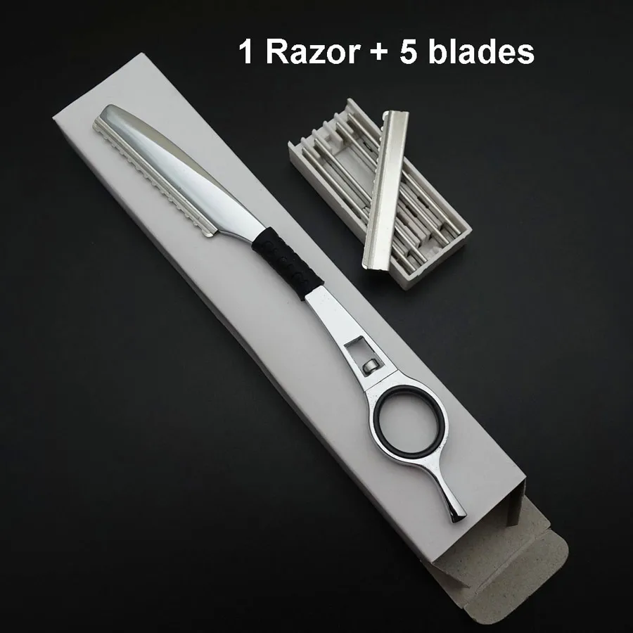 1 razor and 5 blades Филировочная расческа, Филировочная бритва, металл из нержавеющей стали, ручка вращается на 360 градусов - Цвет: 1 razor and 5 blades