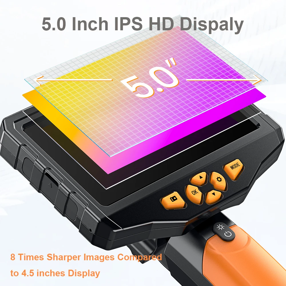 TESLONG 5.5MM Dual Lens Industrial Endoscope1080P HD 5.0&quot LCD Digital Borescope Inspection Camera Snake with 32GB Card | Инструменты