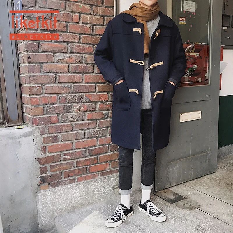 Liketkit мужской Тренч зима 2019 мужское однотонное длинное пальто большого размера