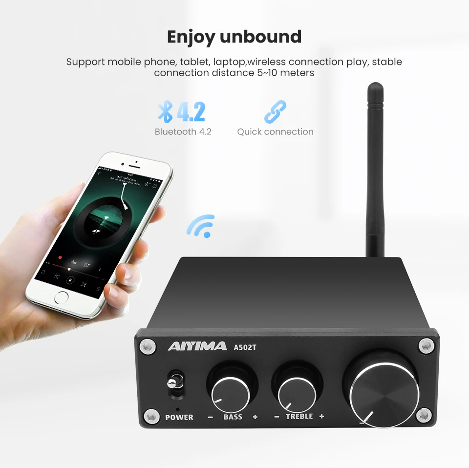 AIYIMA TPA3116D2 Bluetooth 4,2 усилитель мощности 50Wx2 стерео TPA3116 цифровой усилитель звука мини домашний аудио усилитель