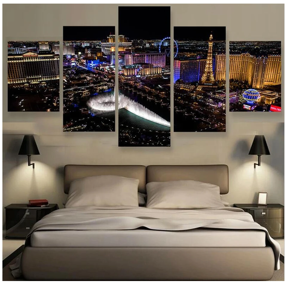 

5 Pieces Las Vegas City Landscape diamond painting full square round drill diy embroidery icons home decor home art,