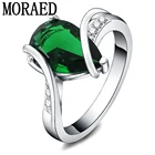 Женское кольцо из серебра 925 пробы, с зеленым камнем