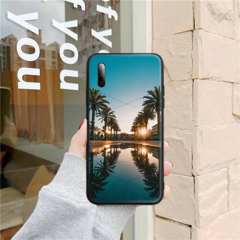 

Summer Beach Scene at Sunset on sea Palm Tree Phone Case for Samsung S6 S7 edge s8 s9 s10 S20 plus lite2019 2020 S10E Cover