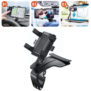 Upgraded Dashboard Car Phone Holder 1200 Degree Mobile Mirror Stands Car Sun In GPS Visor Navigation Bracket Phone Rearview U0T1
