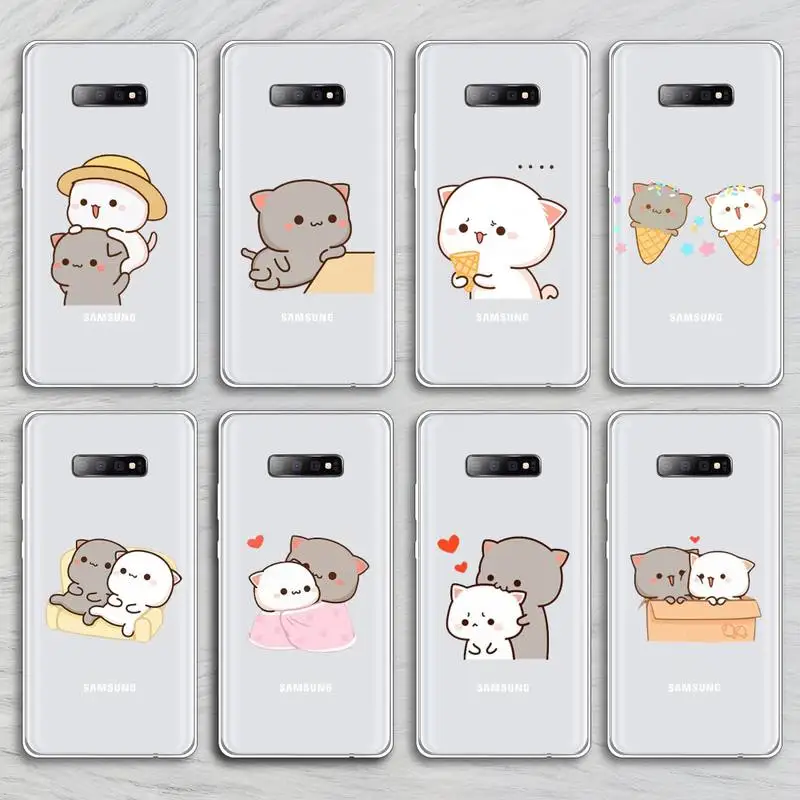 Мультяшные милые персиковые чехлы для телефонов прозрачные Samsung A71 S9 10 20 HUAWEI p30 40