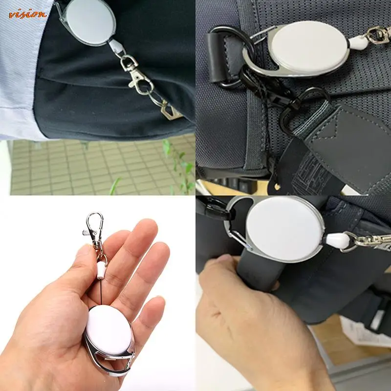 

Брелок для ключей с кольцом-зажимом из сплава с защитой от кражи, телескопическая Пряжка, выдвижной брелок для ключей с защитой от потери ID, ...