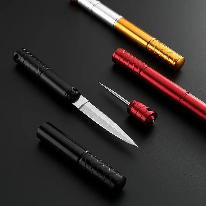 

Mini-three-section Multi-Purpose Knife Stainless Steel Outdoor Camping Pocket for Surviving Straight knives Pen Canister Packing