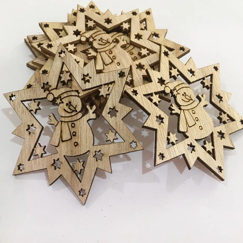 10 штук детские подарки снеговик дерево креативные деревянные чипы