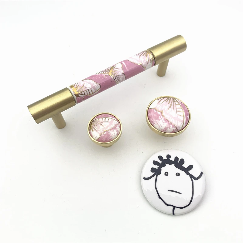 LCH в скандинавском стиле твердая латунная розовая Зеленая бабочка ручка для