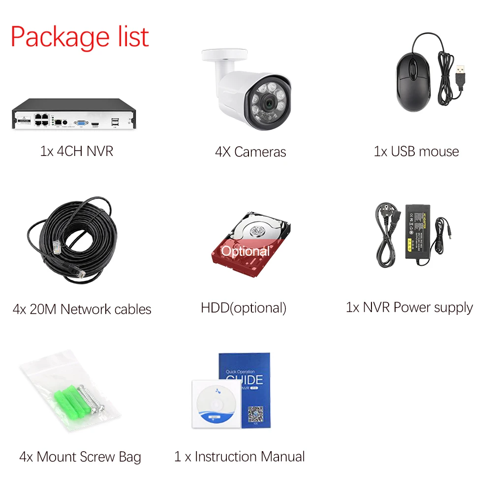 

LOFAM H.265 4CH 2MP 4MP 5MP POE NVR Kit CCTV System IP Camera IR Outdoor Waterproof Video Security Surveillance Set HDMI 1080P