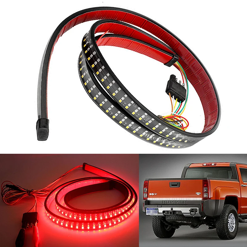 

EURS 60inch LED Strip Light Bar Triple Row 5-Function 432SMD Truck Tailgate with Reverse Brake Turn Signal for Pickup ATV SUV