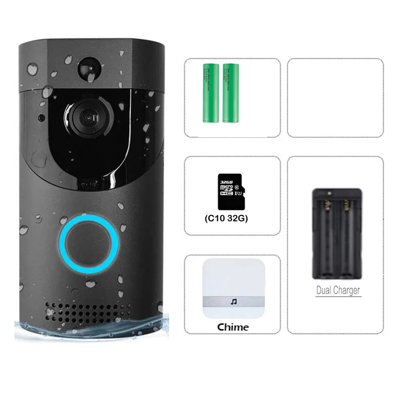 Option 6 B30 720p wifi дверной звонок Водонепроницаемый умный видео дверной звонок wifi телефон пульт дистанционного управления беспроводной домофон PIR ИК камера ночного видения - Цвет: Option 6