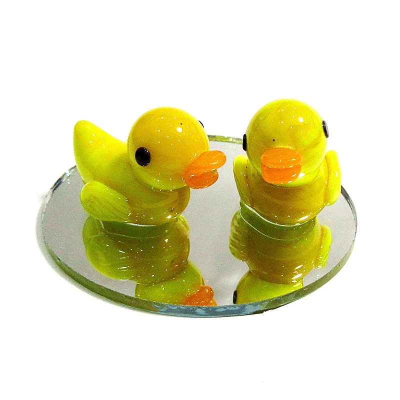 

Handmade miniature glass Yellow duck figurine Cartoon poultry animals Ornament Fairy Garden Home table top Decor art Accessories