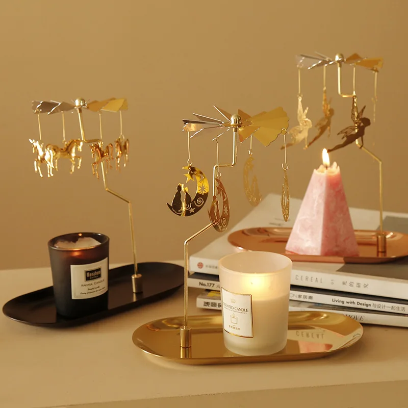 

European Windmill Creative Home Furnishings Tray Rotating Candle Holder Scented Candle Revolving Lantern Birthday Wedding Gift
