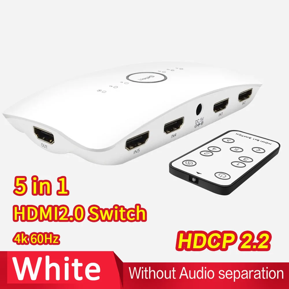 4K 60 Гц HDMI 2 0 переключатель HDR 5 портов конвертер сплиттер вход 1 выход для xbox 360 PS4 HDTV