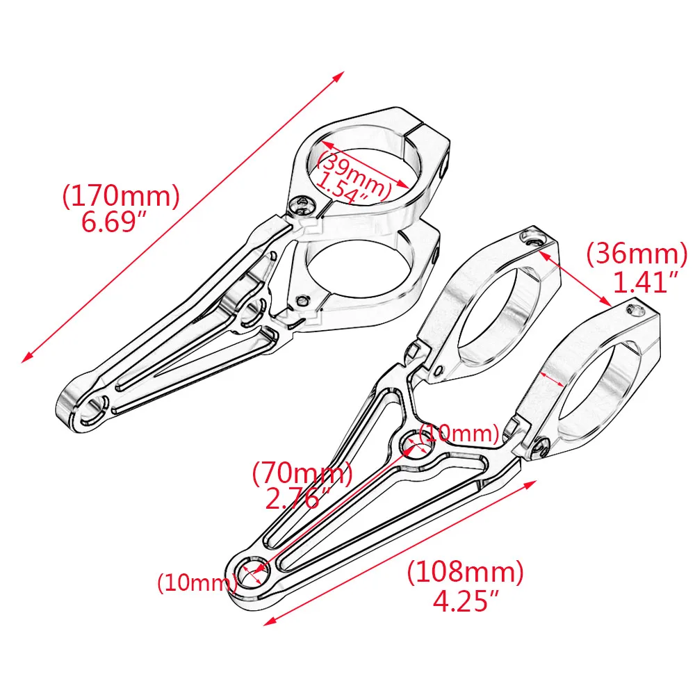 Кронштейн для крепления фары мотоцикла 39 мм с отверстием указателя поворота |