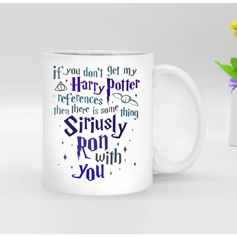 Drop shipping Espresso Patronum Harry Funny Cartoon Ceramic white Mug Tea Cups Two Sides 11OZ Ron with you | Дом и сад