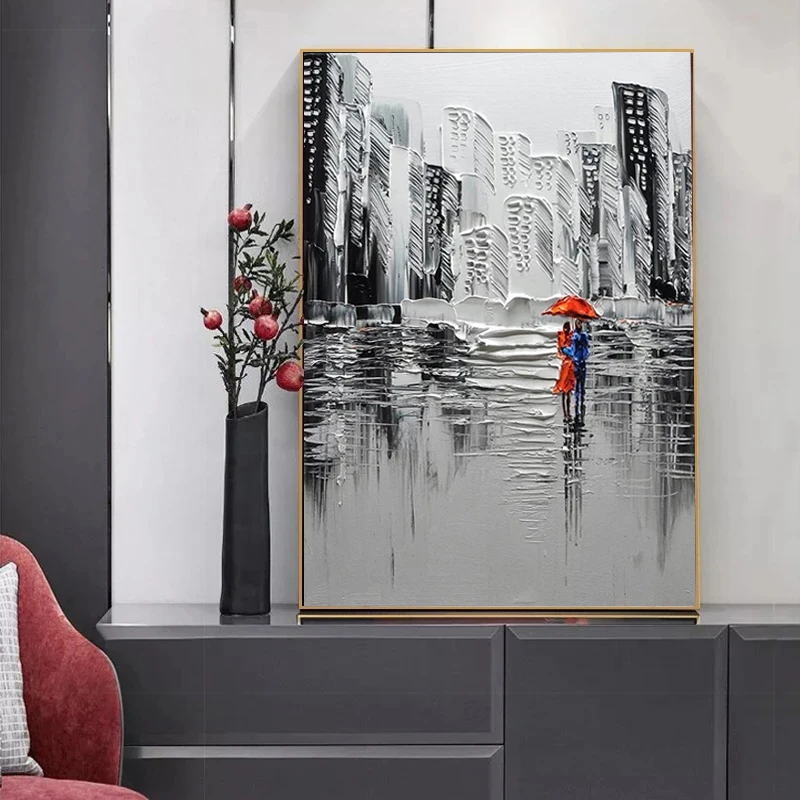 

Картина маслом, напечатанная на холсте, Настенная картина для влюбленных, картины для гостиной, черно-белые Ландшафтные плакаты, Современны...