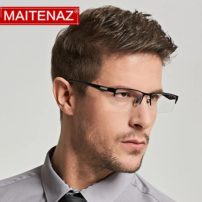 MAITENAZ TR90 сплав прогрессивные Мультифокальные очки для чтения анти синий луч бизнес полный половина рамки для мужчин+ от 0,75 до+ 3,5 66071