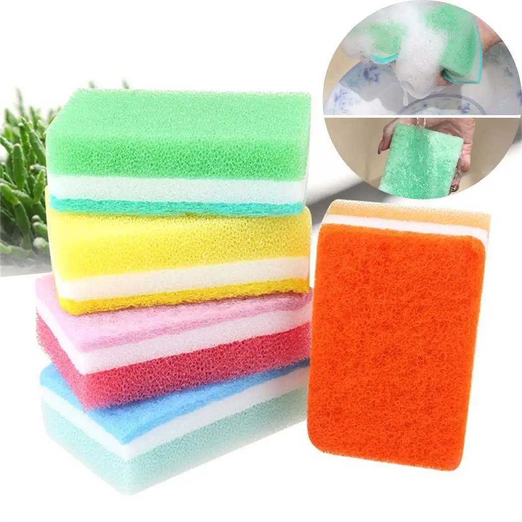 Моющая губка очиститель для мытья посуды Кухня Ванная комната случайный