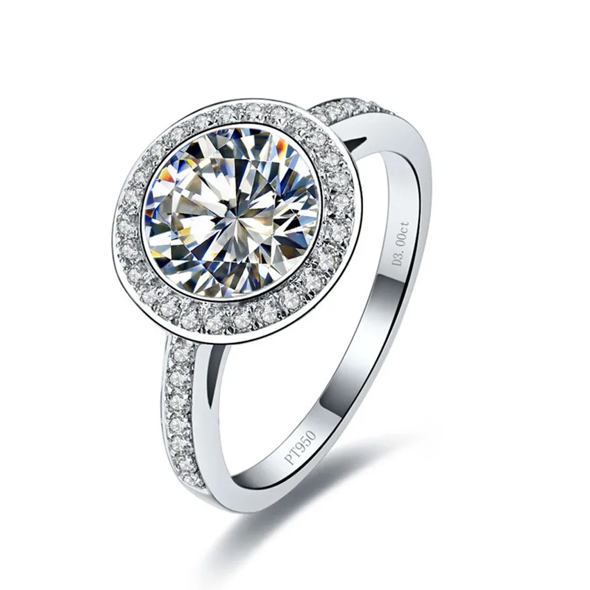 Тестовое положительное 3CT 9 мм D E лабораторное Moissanite бриллиантовое кольцо 925 пробы