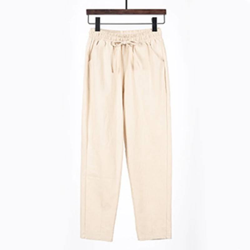 

Womens Spring Summer Pants Cotton Solid Elastic Waist Candy Colors Harem Trousers Soft High Quality For Female Ladys S-XXL