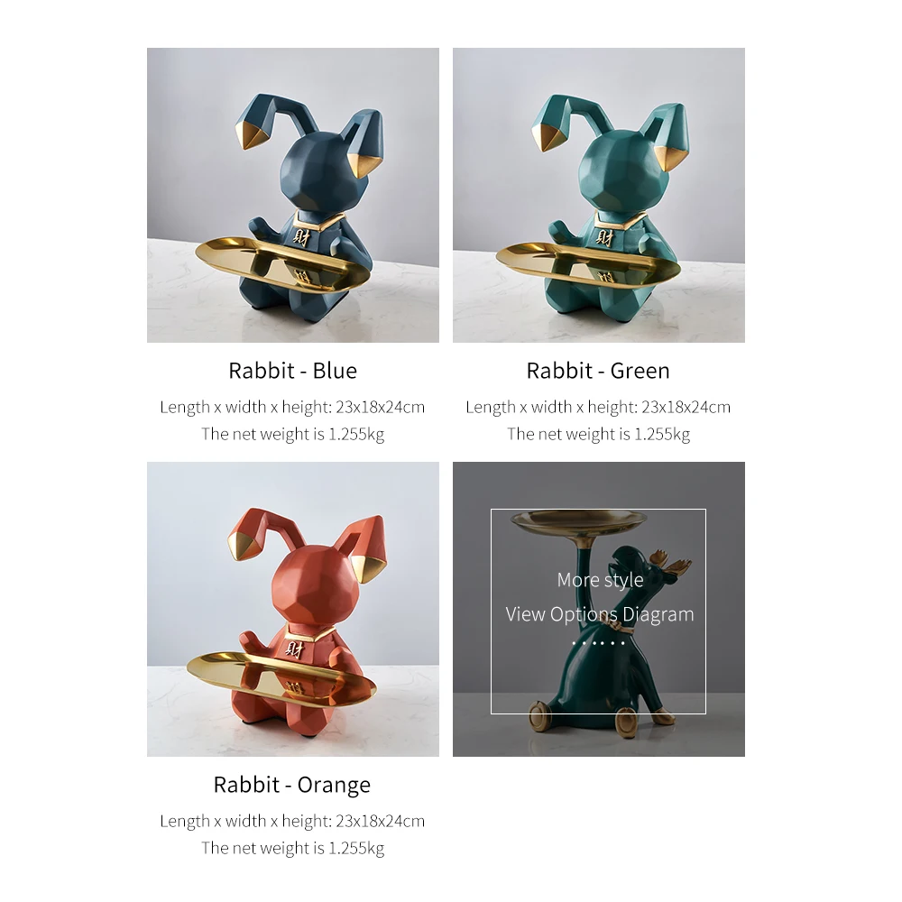 

Creative Animal Storage Fruit Plate Resin Animal Model Sculpture Nordic Home Decoration Living Room Table Decor Accessories Gift