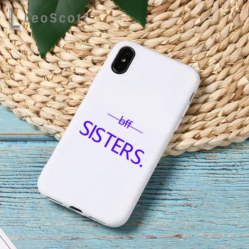 

Bff Sisters cute fashion Phone Case Candy Color for iPhone 6 7 8 11 12 s mini pro X XS XR MAX Plus