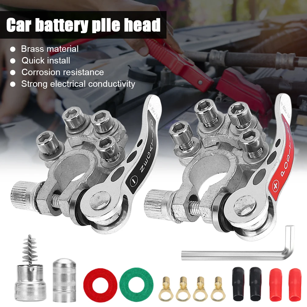 

1Pair Car Battery Terminal Connector Quick Disconnect Terminal Clamp Connectors with Gasket 8GA Wire Lug for Boat Car UTV Truck